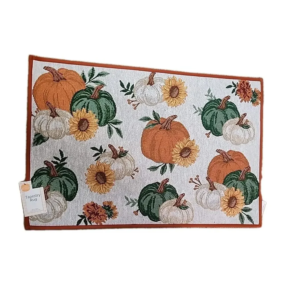 Perfect Harvest Tapestry Pumpkins/Fall Autumn Rug